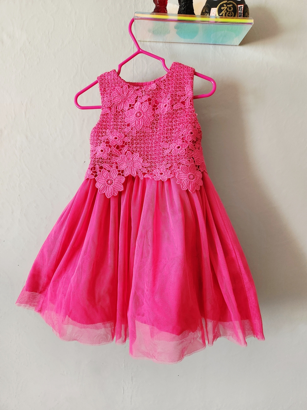 Young Dimension Pink Floral Lace Top Tulle Skirt Formal Dress